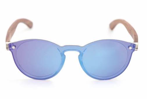13007-1662-6409-2_large C3 Sonnenbrille Cancun Polarized - Blaues Glas mit Holzbügel