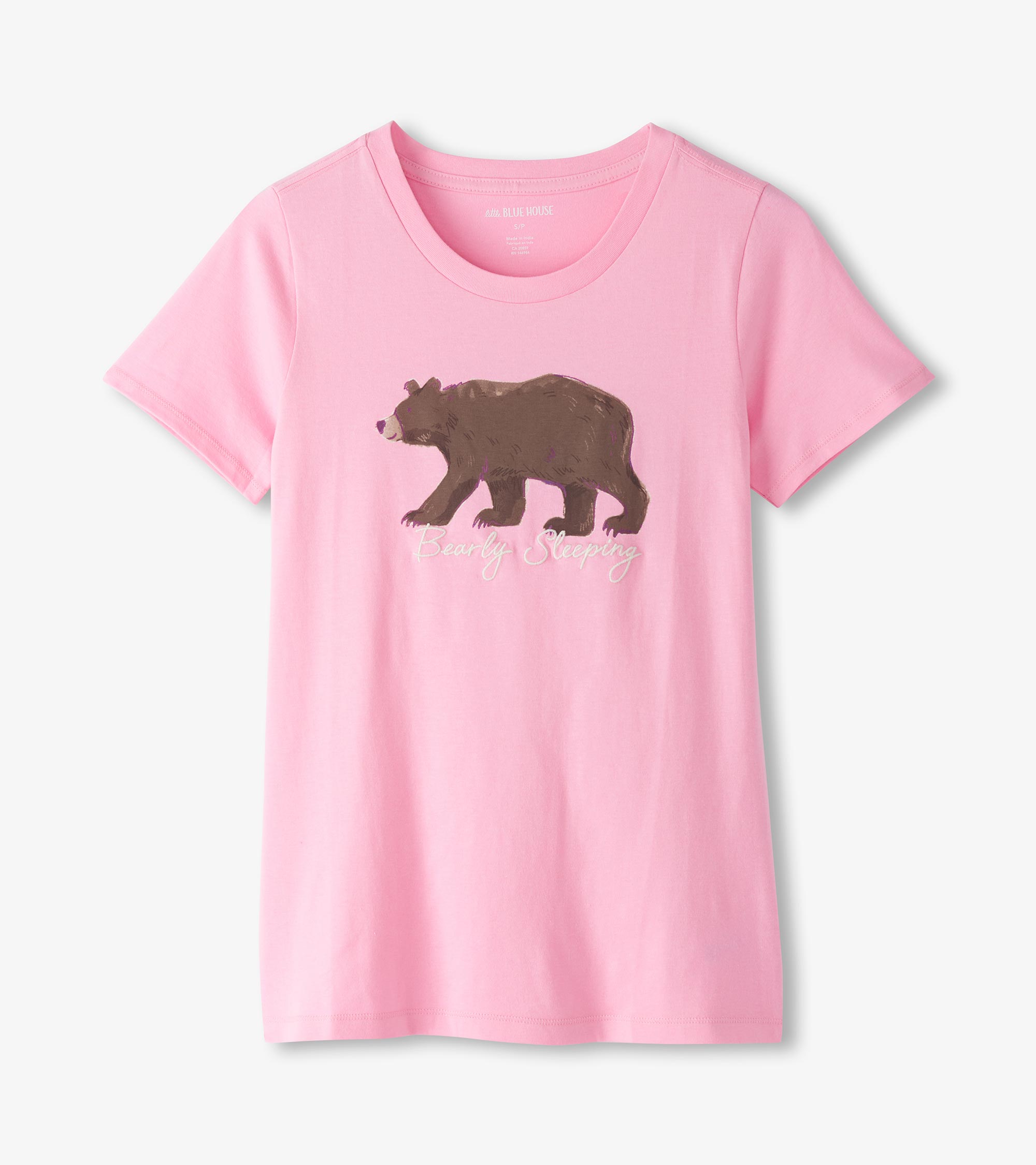 Little Blue House Damen Pajama T-Shirt in Rosa Bearly Sleeping Little Blue House Damen Pajama T-Shirt in Rosa Bearly Sleeping