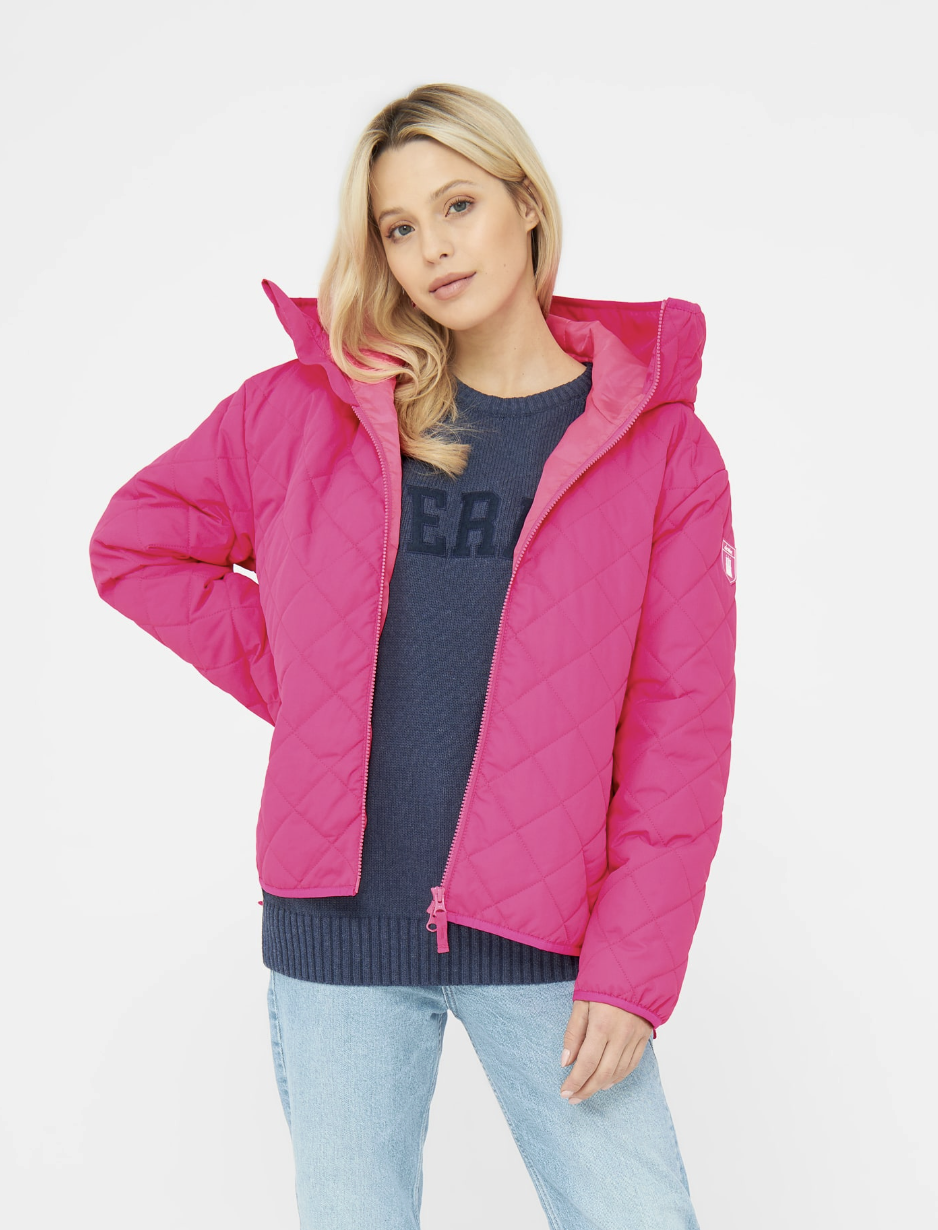 Derbe Damen Übergangsjacke Quiltby Short mit Steppung in Pink Glo