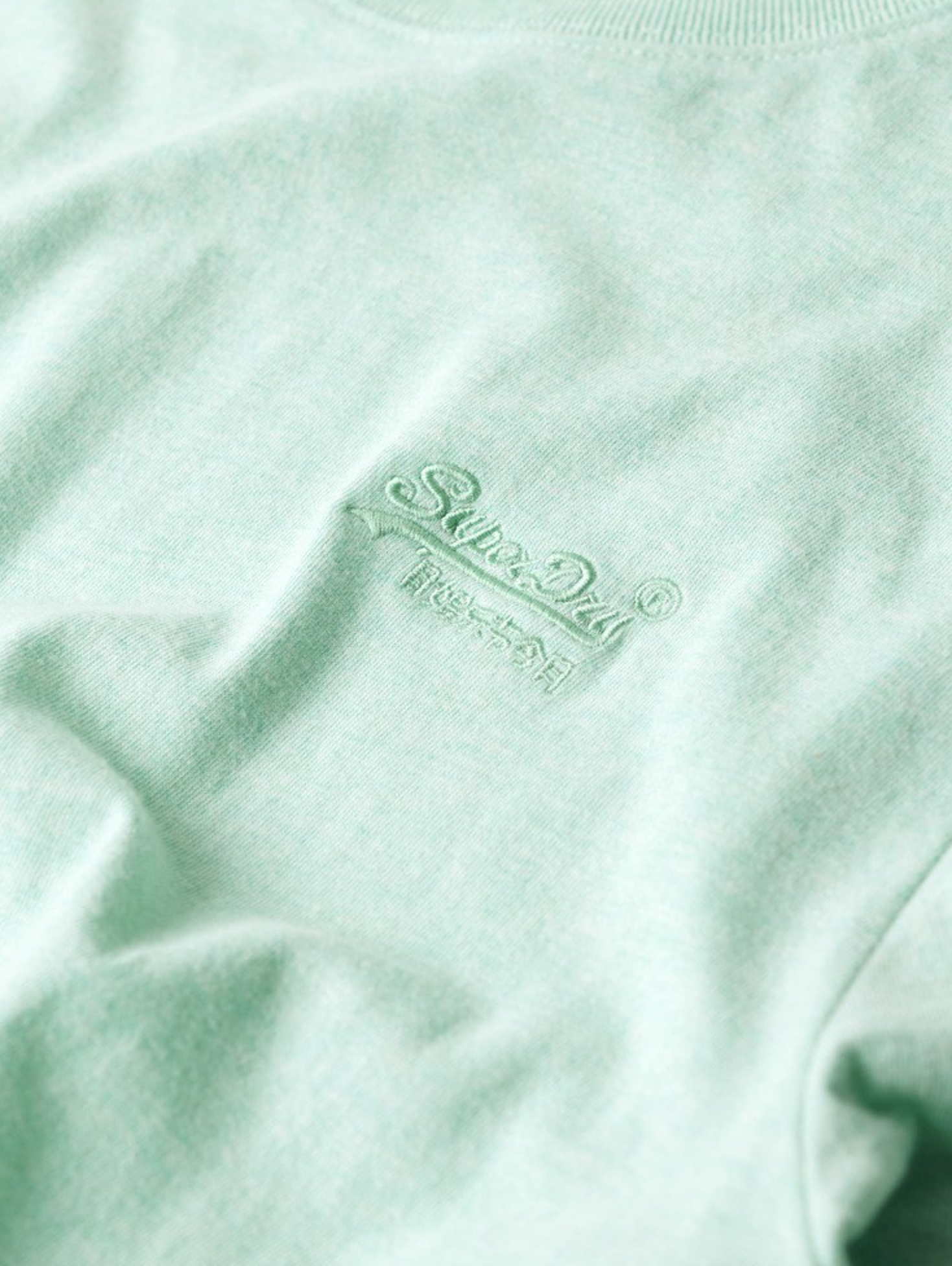 Superdry Herren T-Shirt Essential mit Logo - Light Mint Green Marl