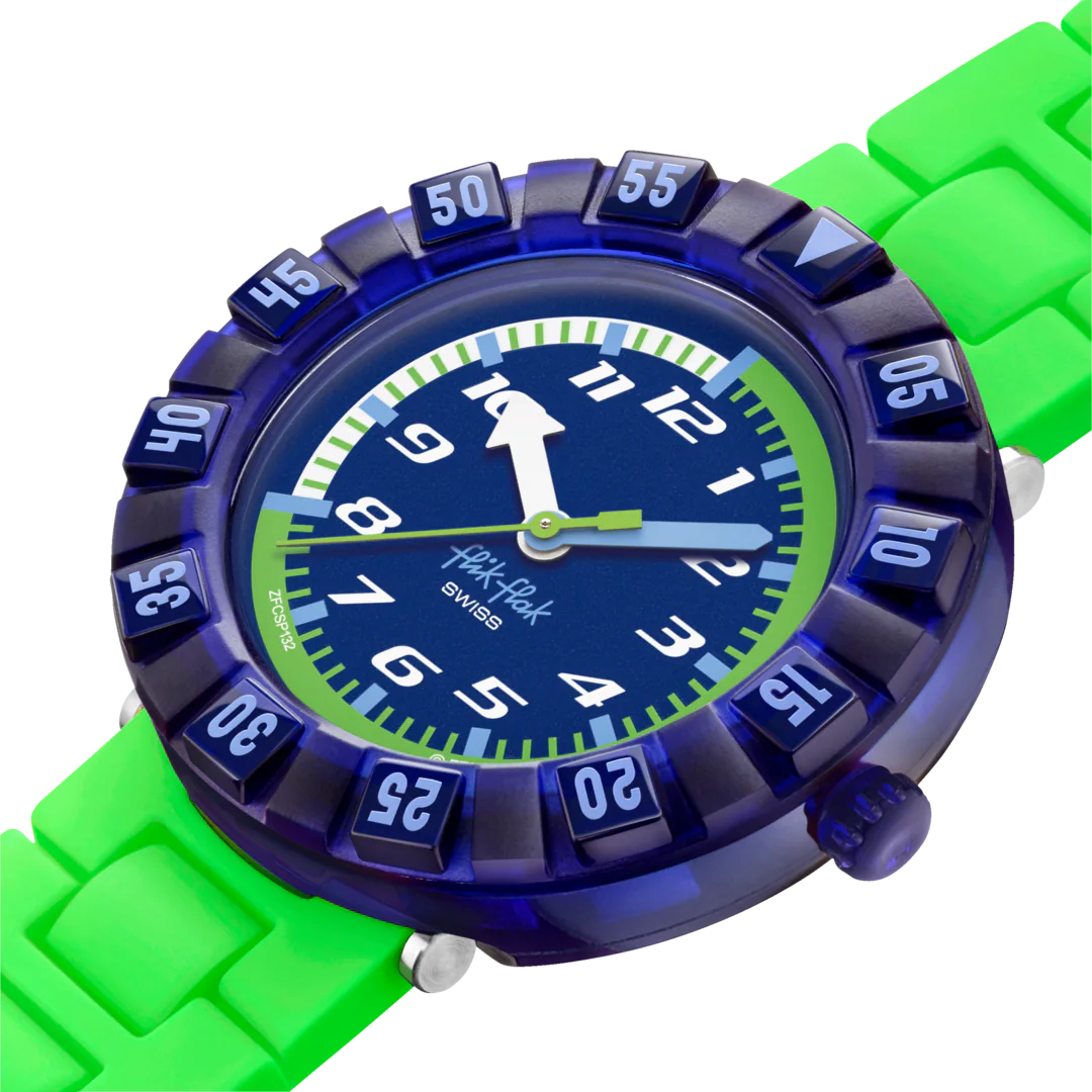 Flik Flak Kinderuhr in Neon Grün - NEONBRICK