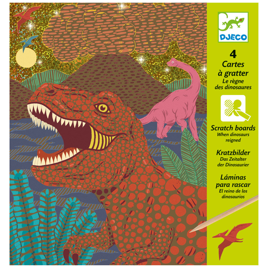dj09726b_d Djeco Kratzbilder - Das Zeitalter der Dinosaurier 5-Teilig