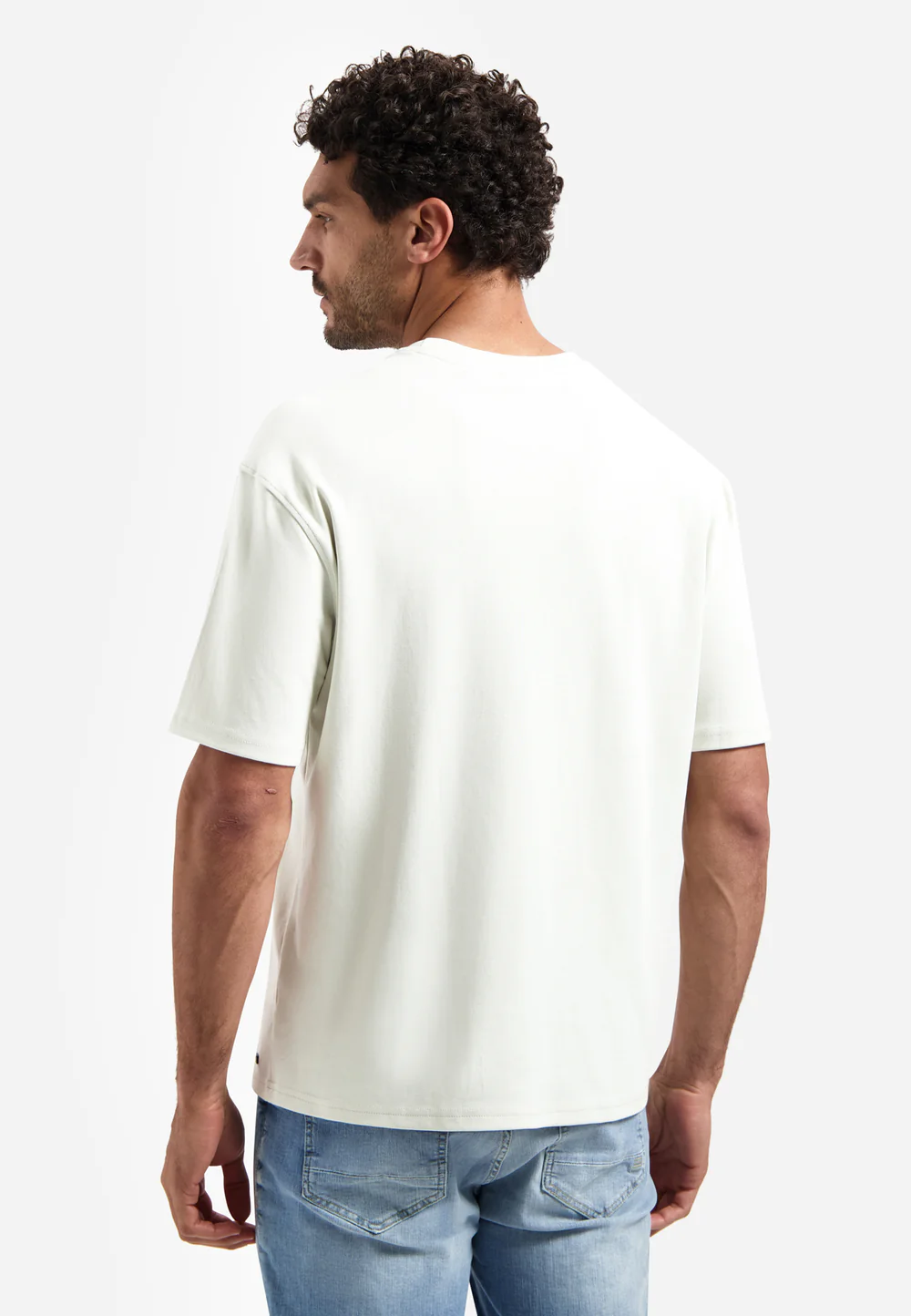 NO EXCESS Interlock-T-Shirt mit Rundhalsausschnitt in Kit Creme