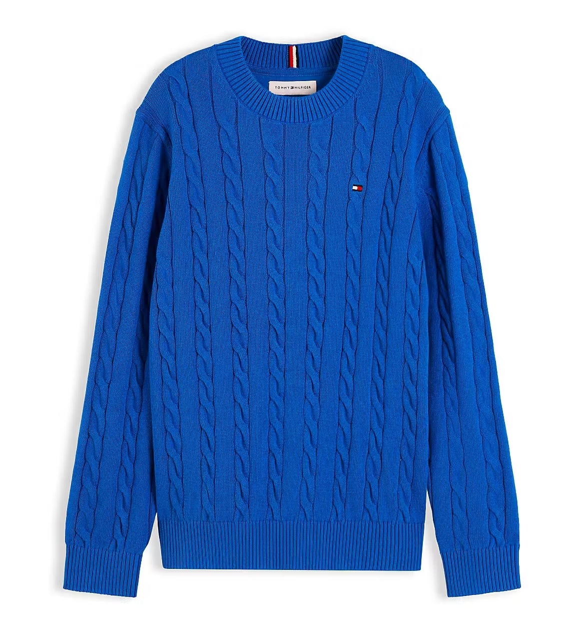 Tommy Hilfiger Kabelstrick Pullover in Royalblau mit Zopfmuster