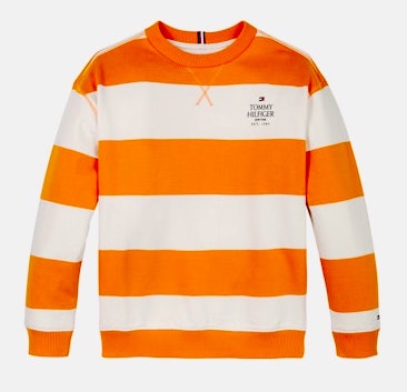 Tommy Hilfiger Crewneck Sweatshirt Orange Gestreift - SALE Tommy Hilfiger Crewneck Sweatshirt Orange Gestreift - SALE
