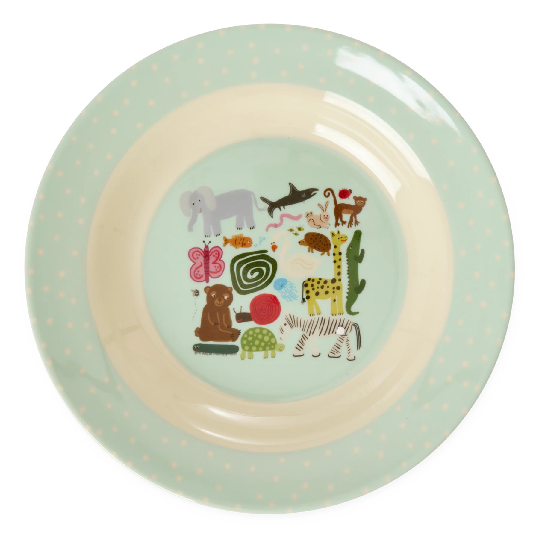 RICE Kinderschüssel mit Wildlife Print in Mint - Dschungeltiere RICE Kinderschüssel mit Wildlife Print in Mint - Dschungeltiere