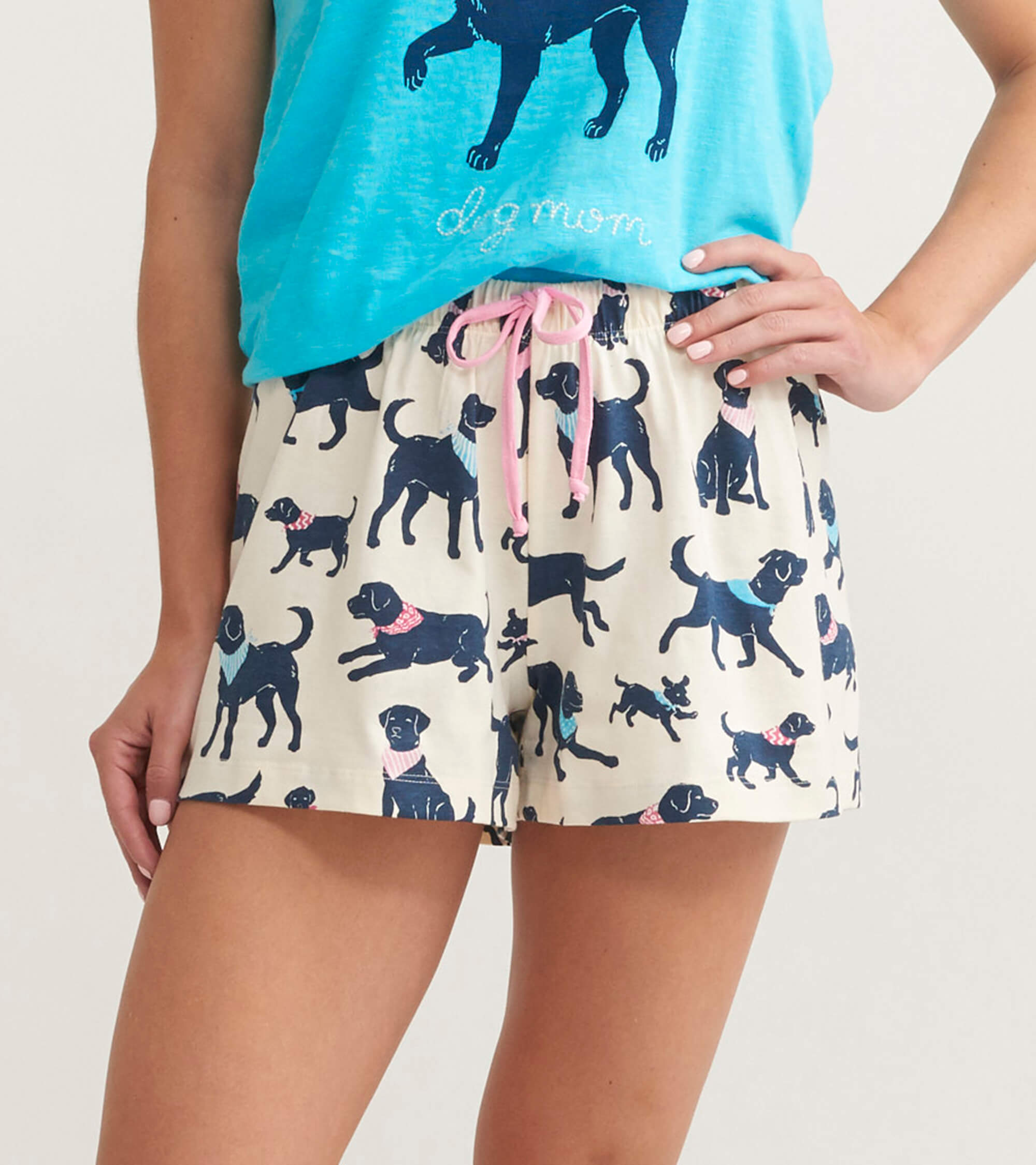 BXALABS002 Little Blue House Kurze Pyjama Hose- Bandana Labrador