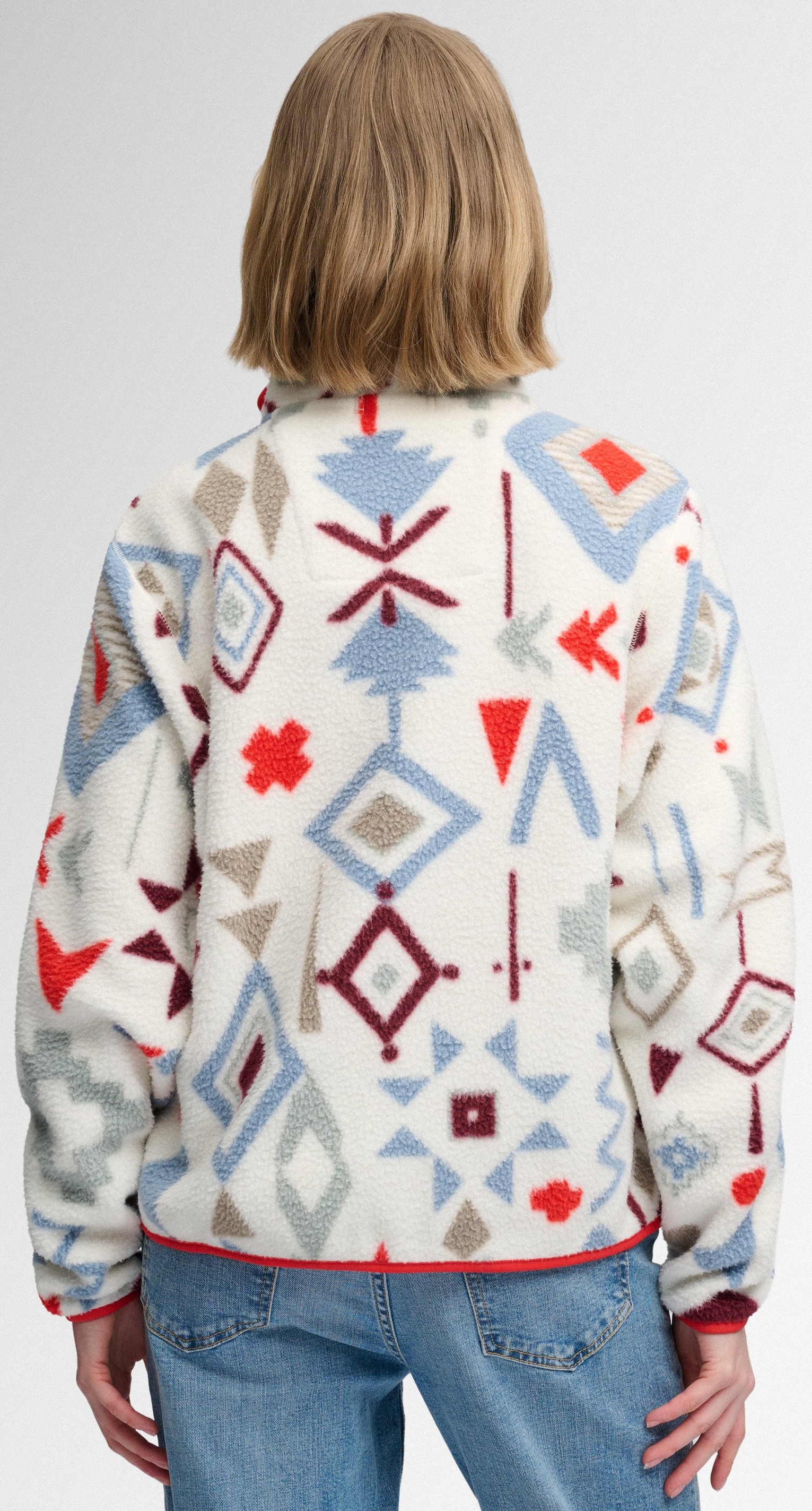 Superdry Damen Fleecejacke in weiß mit buntem Muster