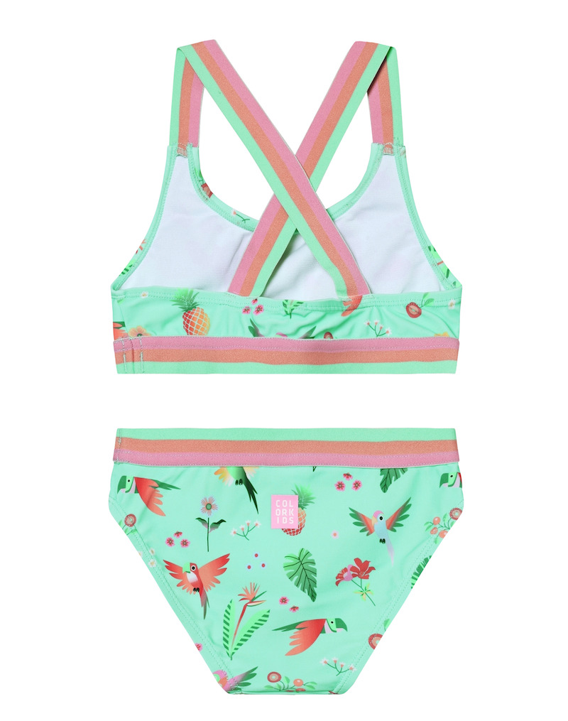 Color Kids Bikini in Grün mit breiten elastischen Bänder und Blumenmuster Color Kids Bikini in Grün mit breiten elastischen Bänder und Blumenmuster