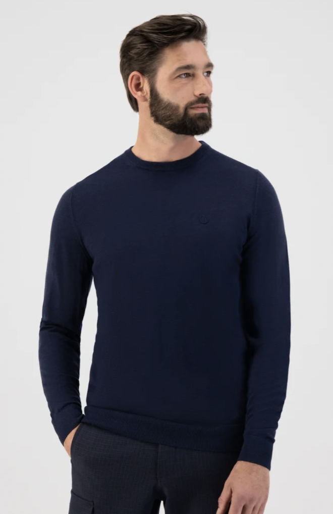 Bildschirmfoto-2022-10-11-um-08-22-59 Dstrezzed Merinowolle Rundhals Strickpullover in Dunkelblau Navy