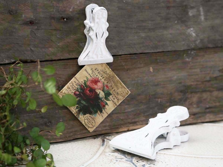 30841-01 Chic Antique Altfranzösischer Klammer Clip in Weiß - Gr0ß