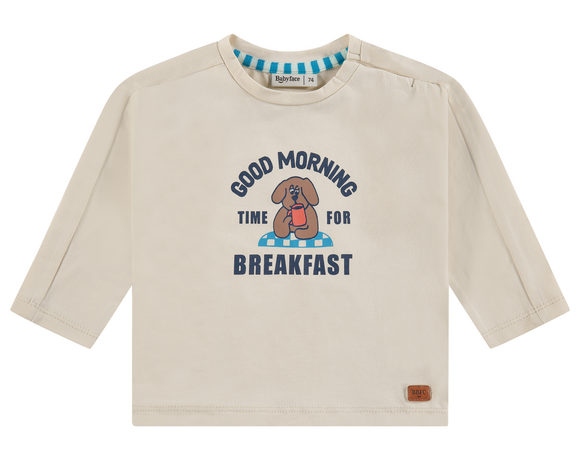 Babyface Langarm Shirt in Creme Good Morning Hund - SALE