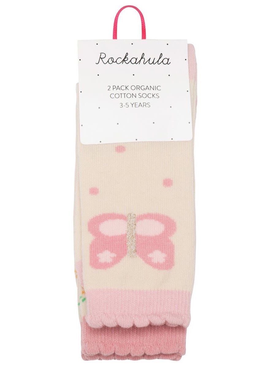 Rockahula 2er Pack Bio-Baumwolle Socken Blossom Butterfly - Schmetterlinge & Blumen