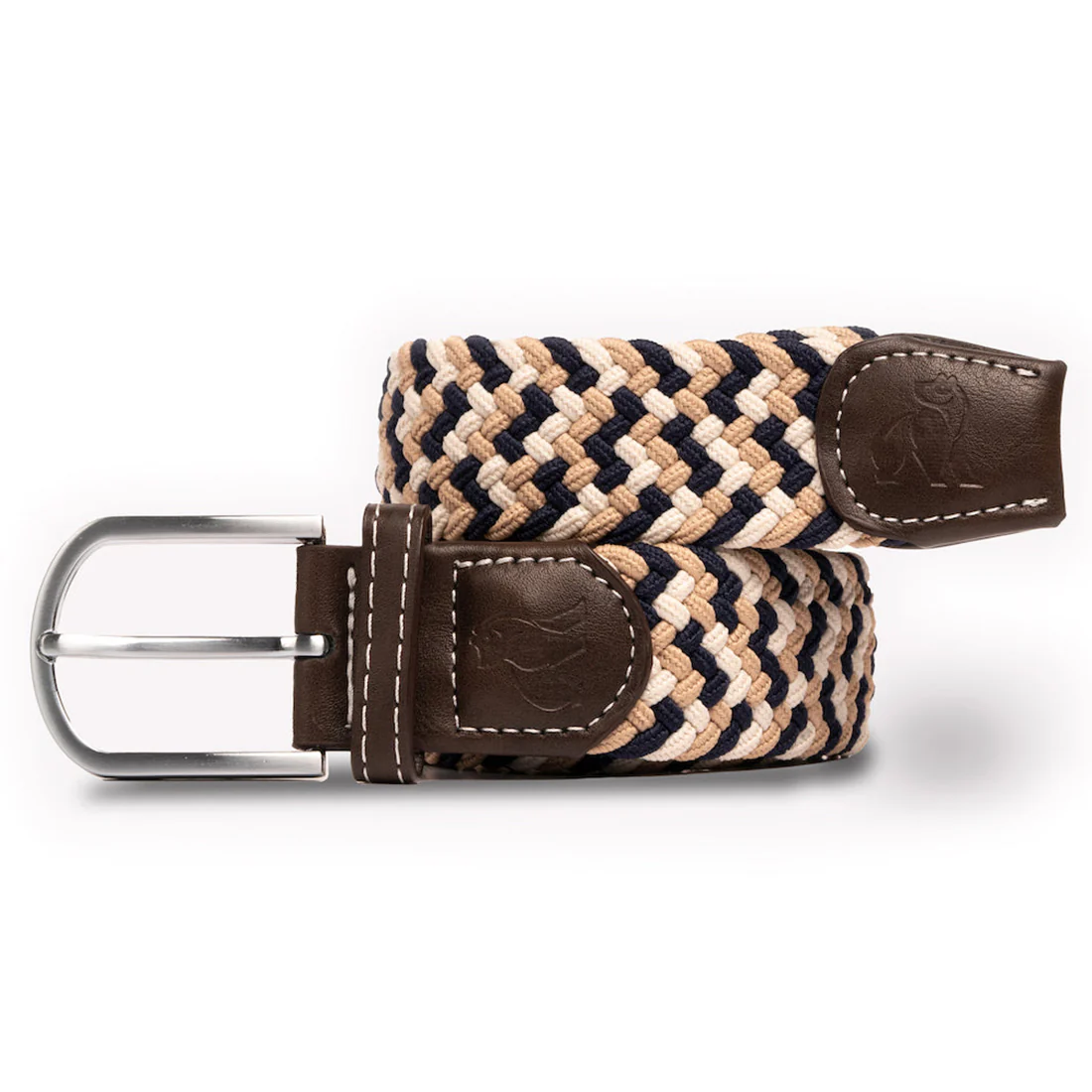 Swole Panda Herren Gürtel Woven - Navy Beige Zick Zack