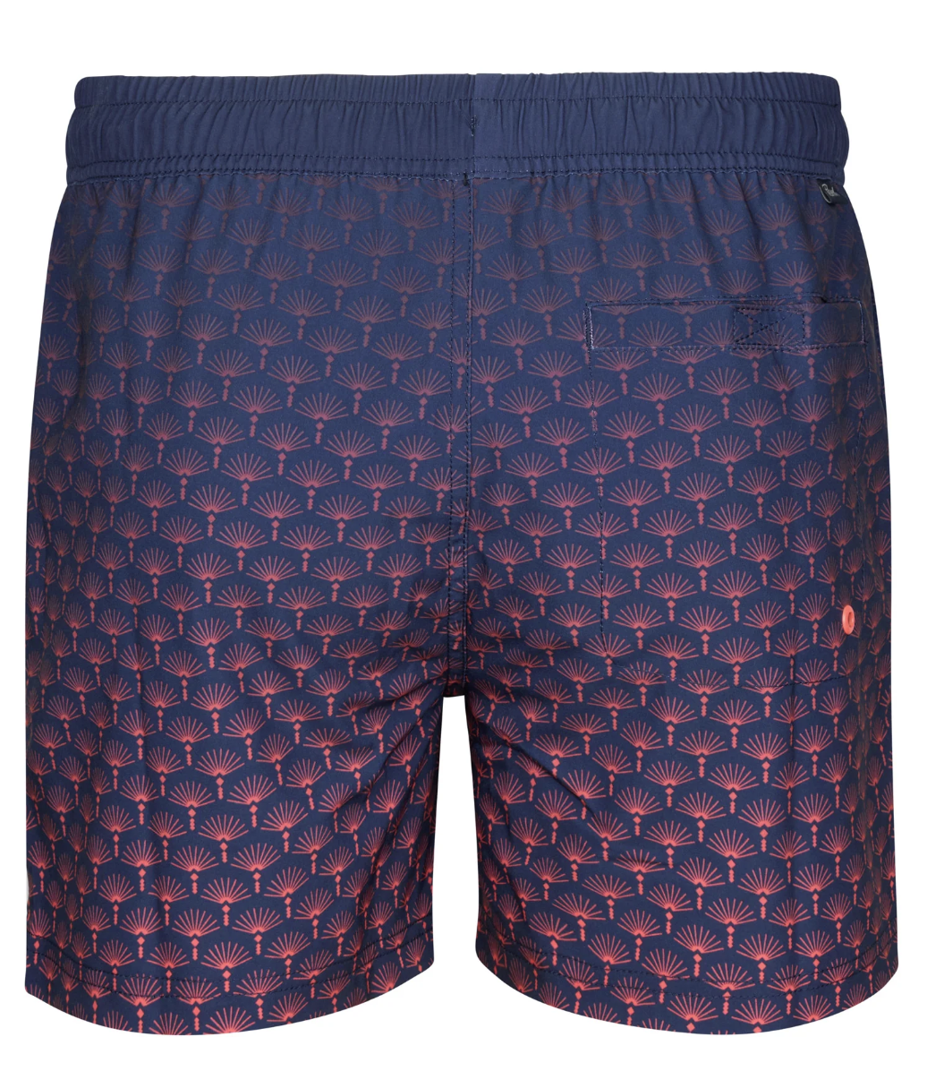 Petrol Industries Herren Badehose in Navy mit allover Palmen in Rot