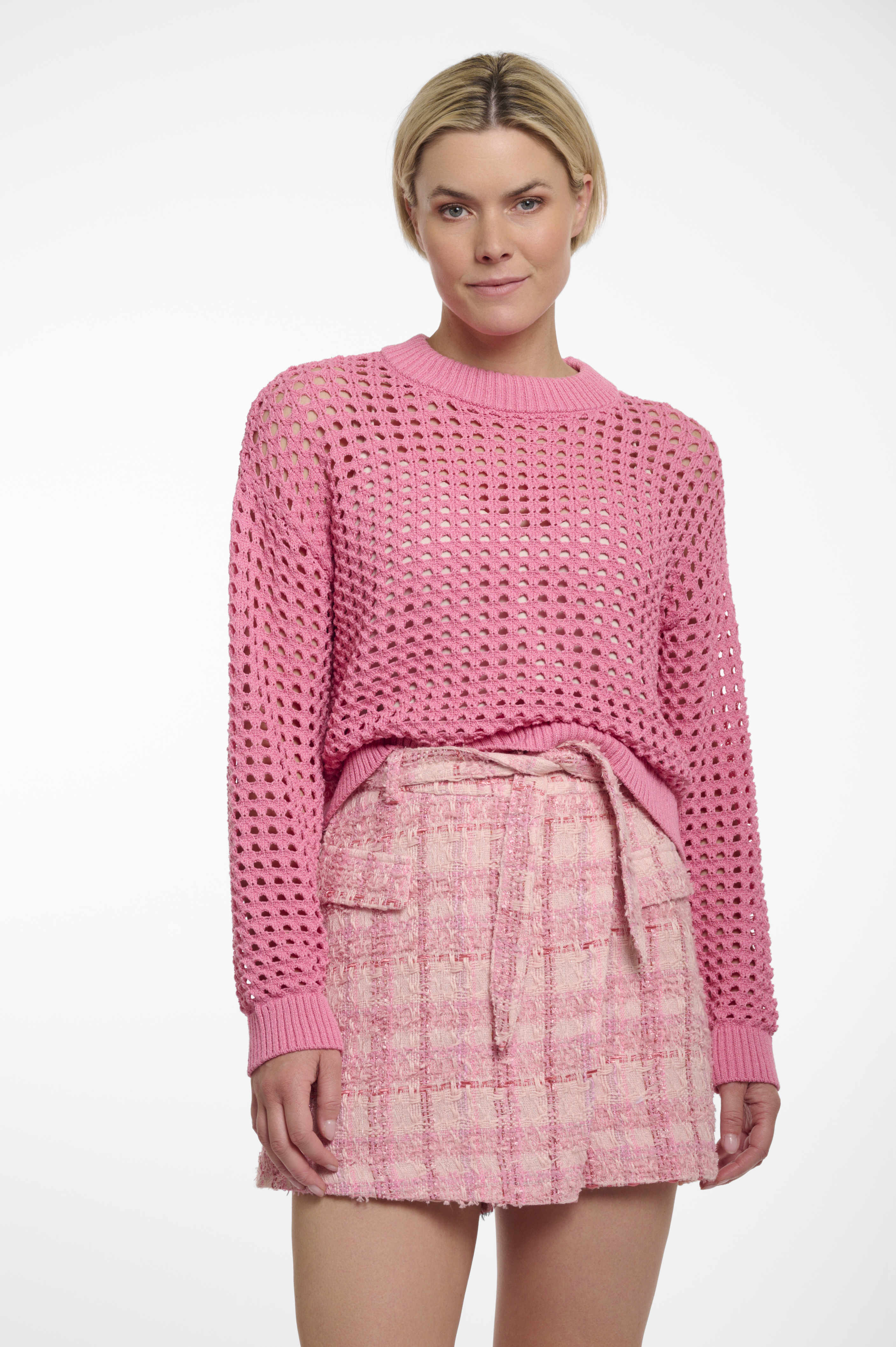 Rino & Pelle Emela kurzer perforierter Pullover - Bright Pink - SALE