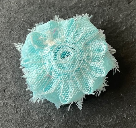 Wowzers Petit Shabby Chic Stoffblume - Aqua Blau - 3 Blumen