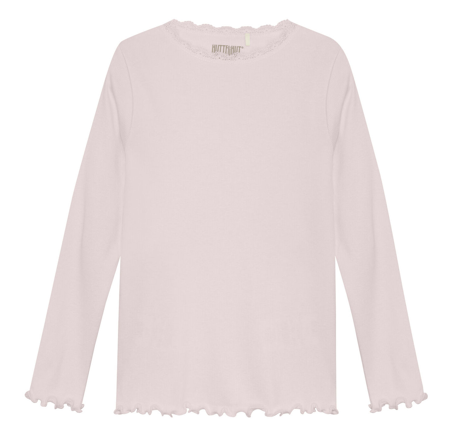 HUTTELiHUT Langarm Shirt in Rosa mit Spitzenborte