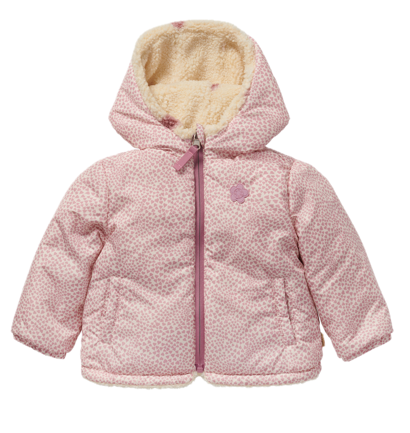 Noppies Baby Girls Wendejacke - Teddy und Herzen