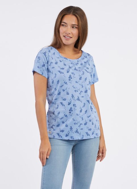 10_2411100172040 Ragwear Damen T-Shirt Mintt Flower Comfy in Blau - Blumen Allover Print