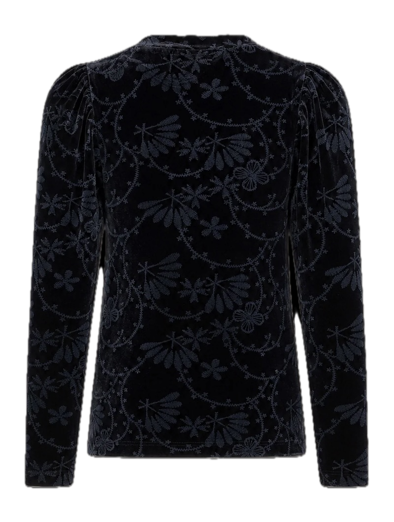 NONO Elona Top in Velours Schwarz mit Eleganter Sternstickerei