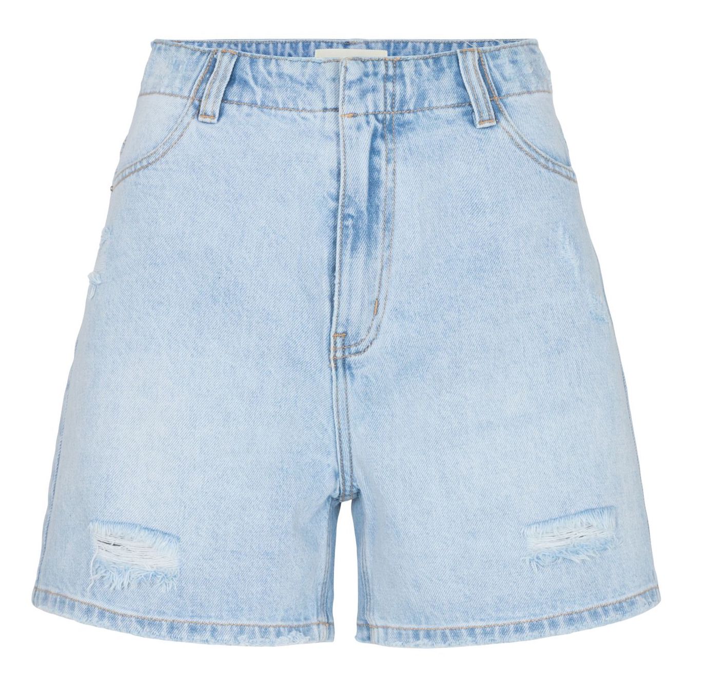 S222206_5002_1 Sofie Schnoor Jeans Short Destroyed High Waist in Helles Denim - SALE