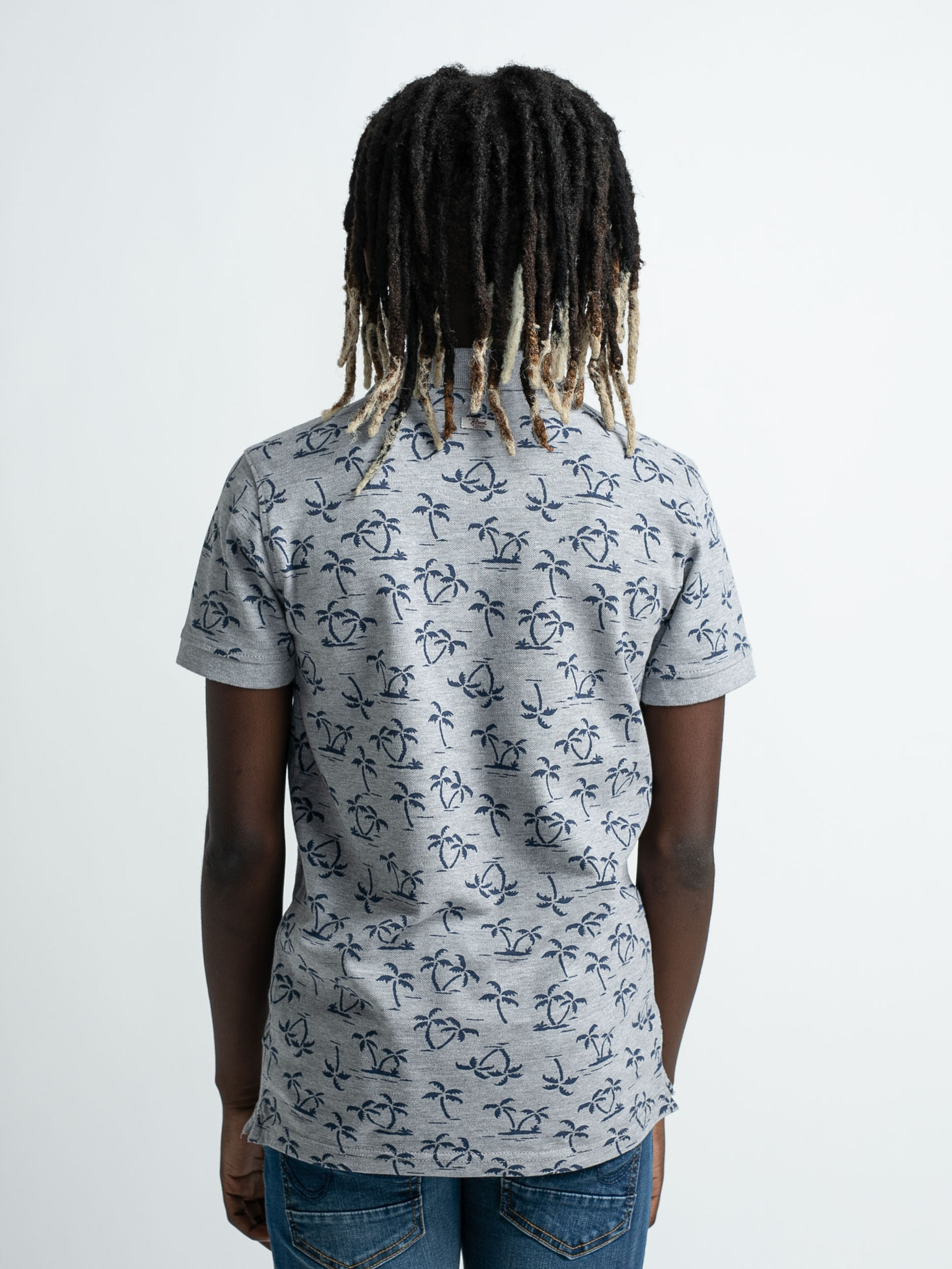 B-1030-POL928_9105_02 Petrol Industries Jungs Kurzarm Polo Shirt in Grau - Palmen