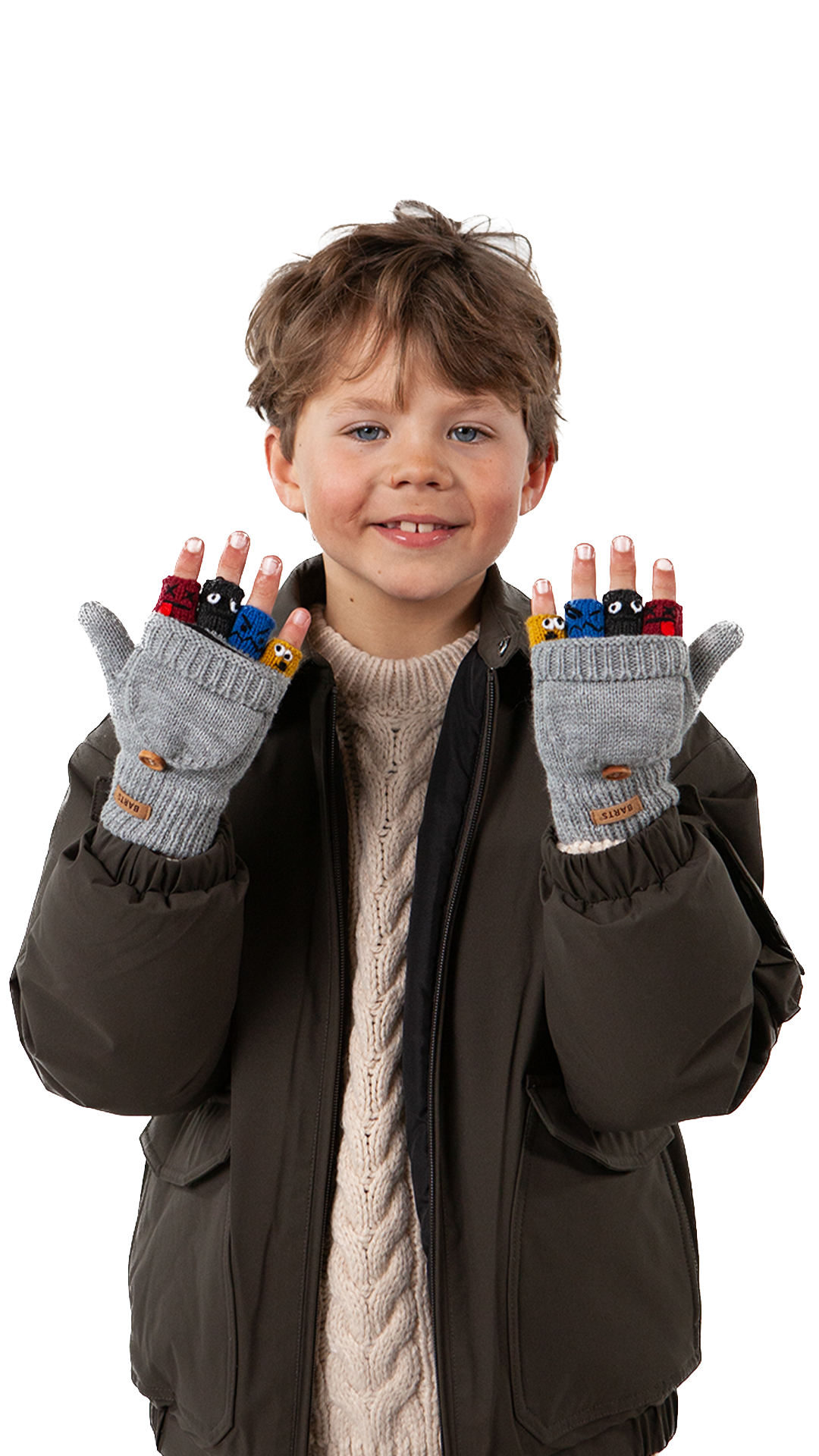 Barts Kids Strickhandschuh/Fäustling zum umklappen - Puppeteer Bumgloves - Heather Grey/Hellgrau