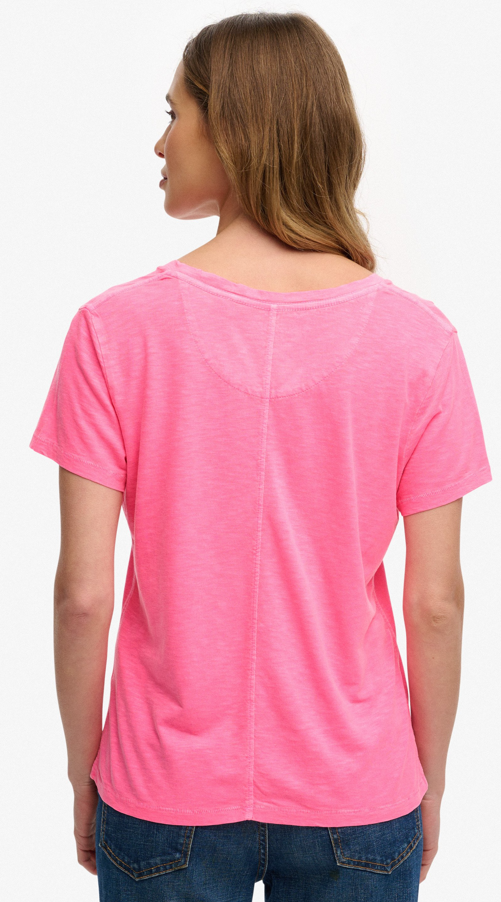 Superdry Damen Studios Slub T-Shirt in Pink