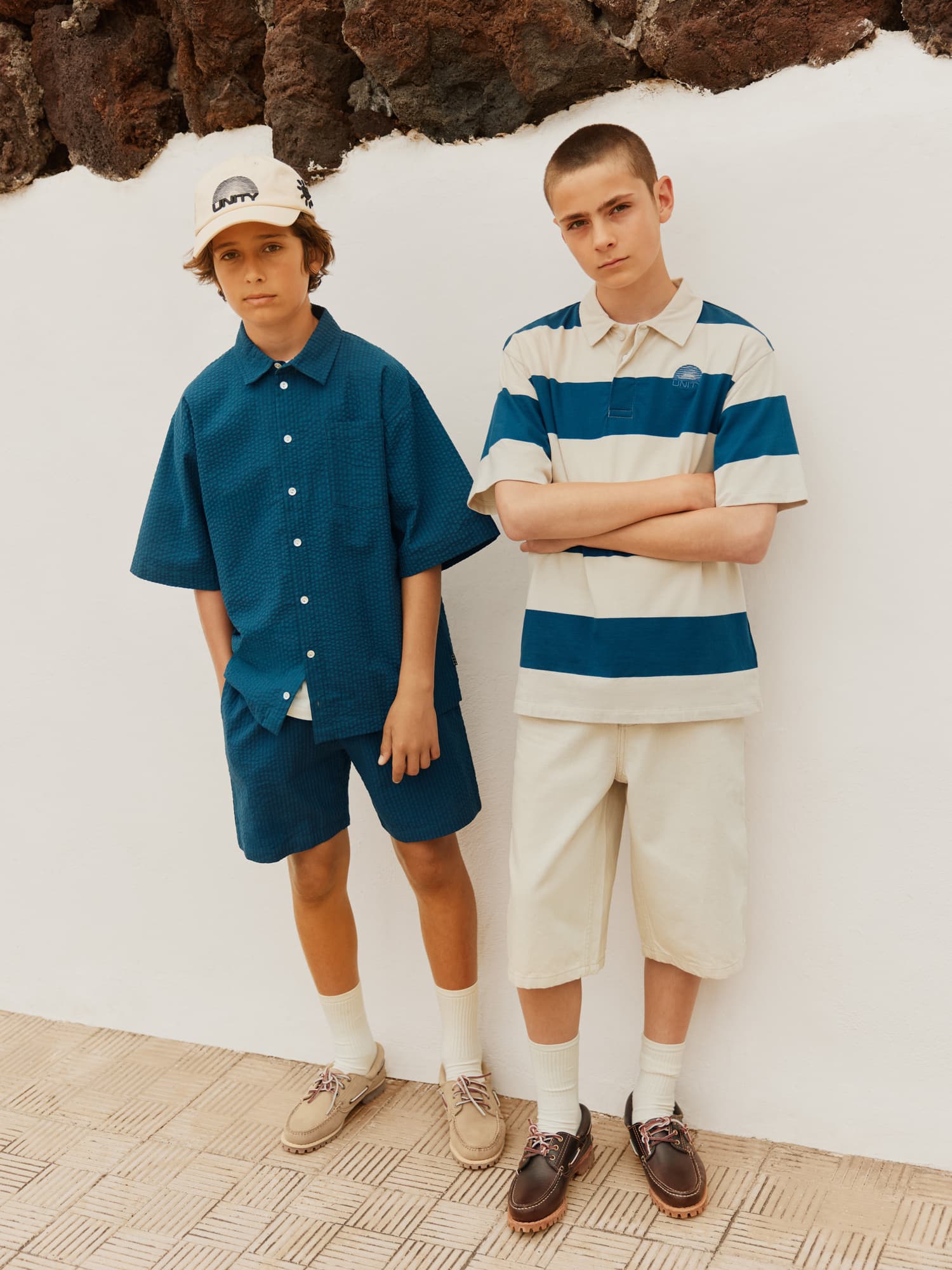 Molo Arto Oceanica Seersucker Shorts in Navy Blau Molo Arto Oceanica Seersucker Shorts in Navy Blau