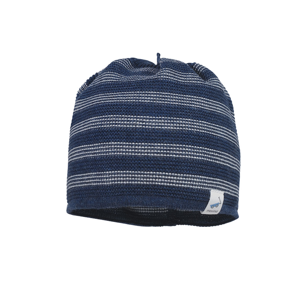 10_435713879000048 Maximo Baby GOTS Strick Beanie mit Ringel - Navy