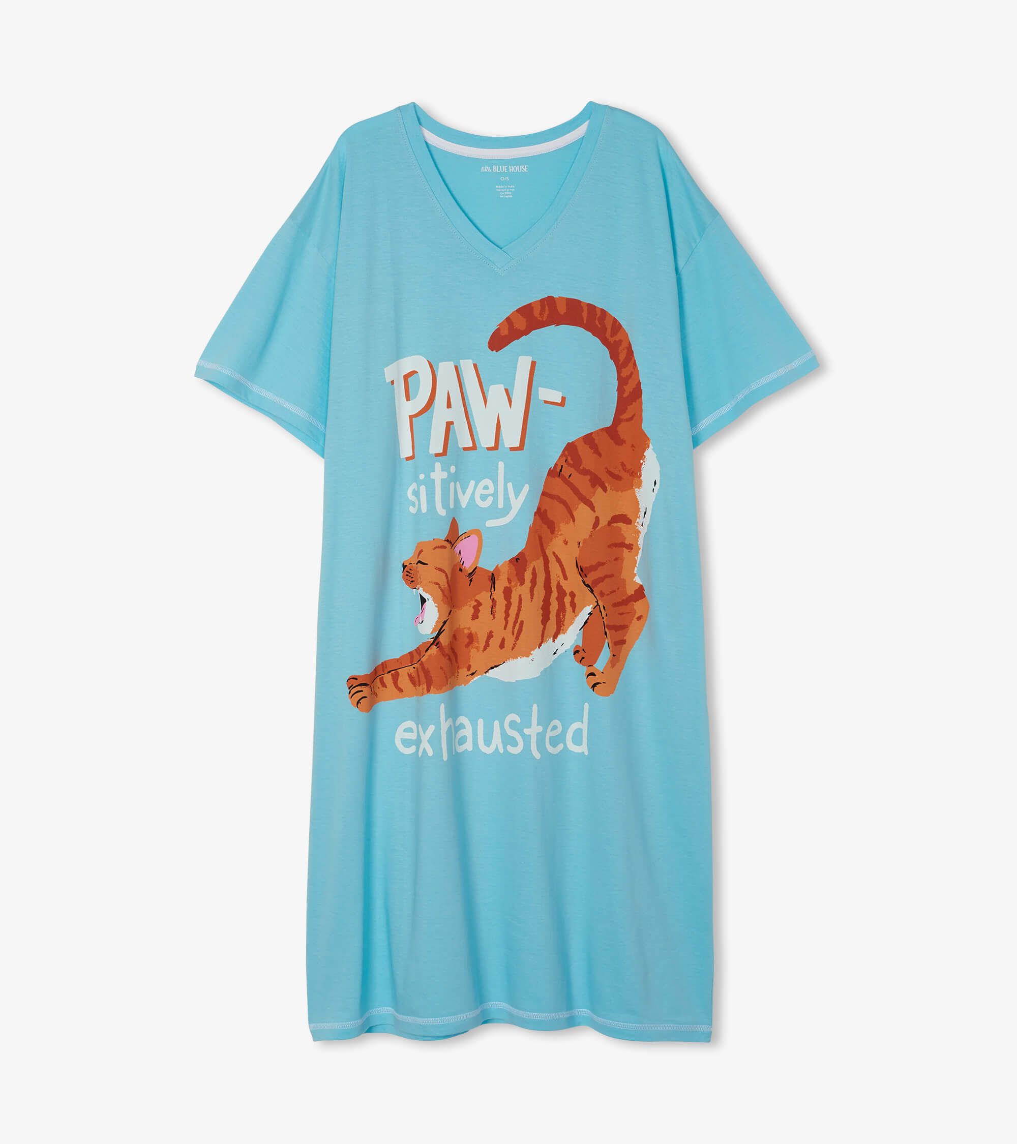 Little Blue House Damen Nachthemd Sleepshirt - PAWsitively Exhausted - SALE
