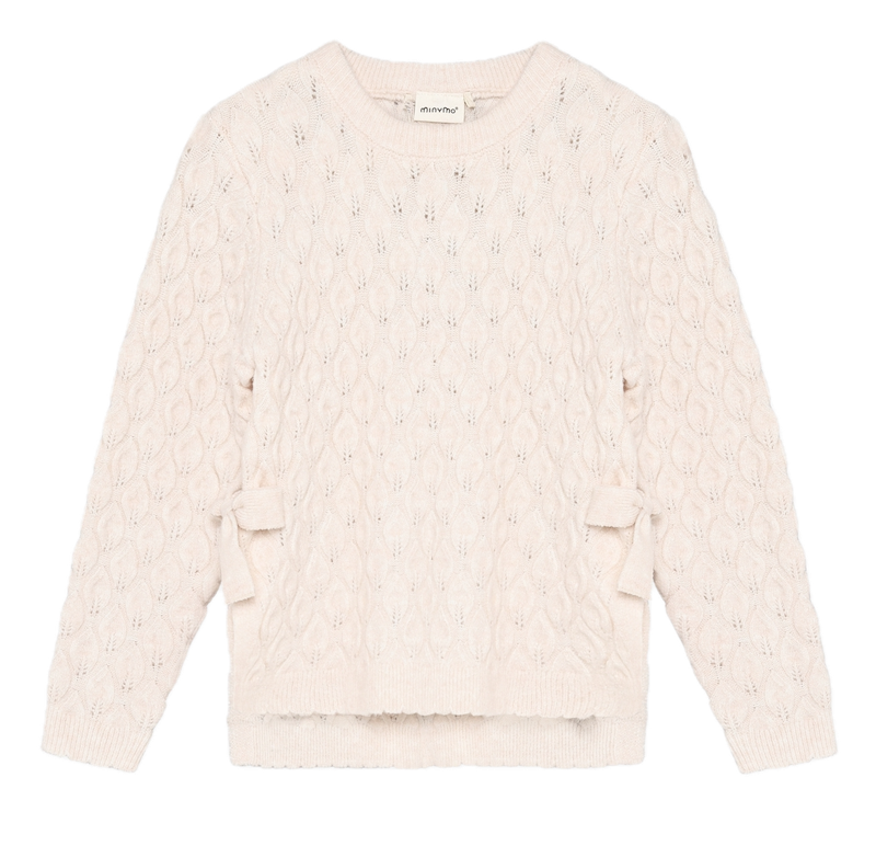 Minymo Strickpulli in Pink Tint mit Pfau Lochmuster Minymo Strickpulli in Pink Tint mit Pfau Lochmuster