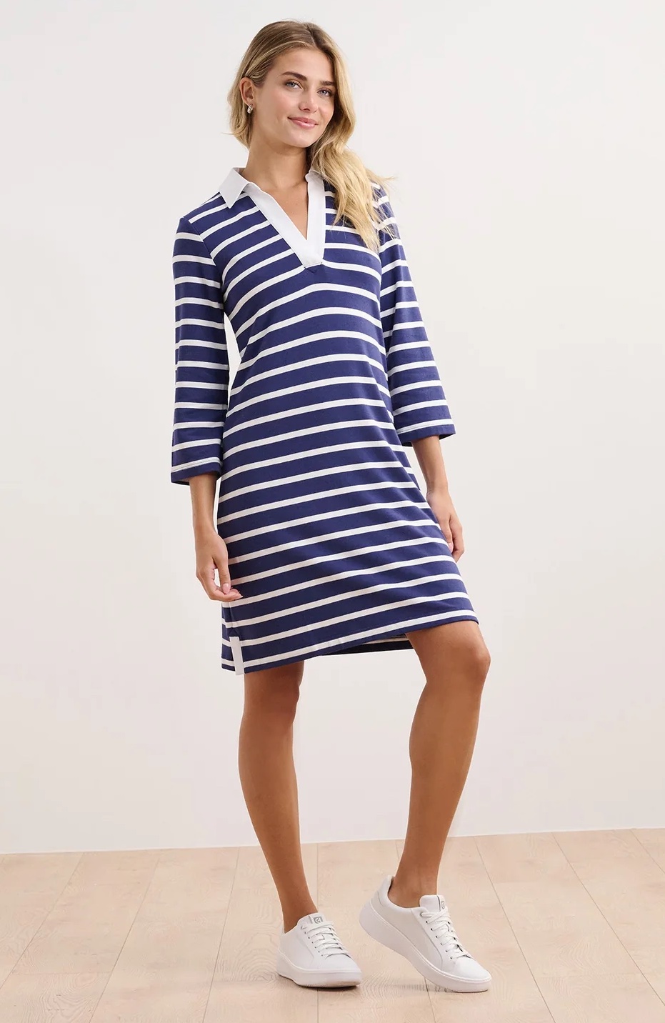 Hatley Taylor Polo Kleid - Preppy Navy Stripes - Blau Gestreift mit Kragen - SALE