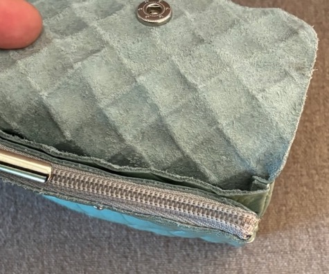 Soft Lattice Leder Geldbeutel in Pistazie Grün - Klein 