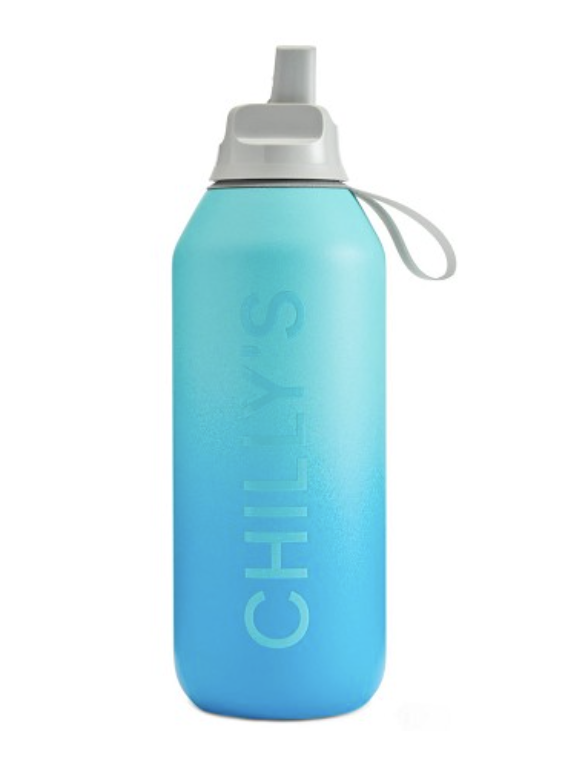 Chilly's Edelstahl Thermos Flasche Series 2 - 500ml - Ombré Flip Aurora - Beach Blau Farbverlauf 