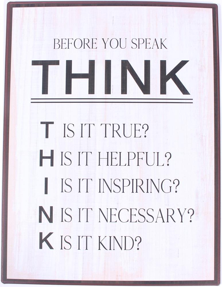 think-speak Lafinesse Metal Schild - Before u speak THINK