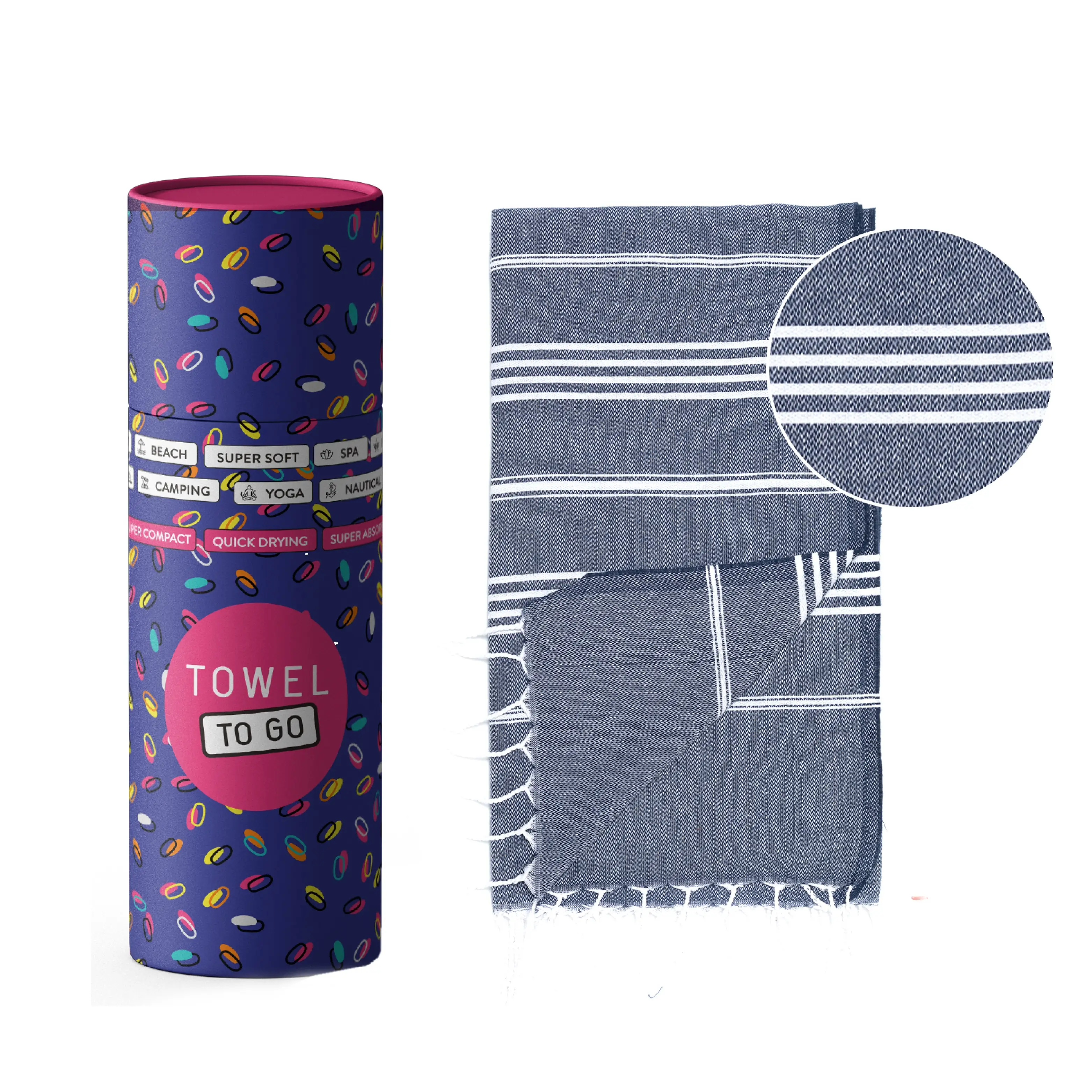 Towel to Go - Towel to Go Ipanema Hamamtuch mit Geschenkbox, dunkelblau