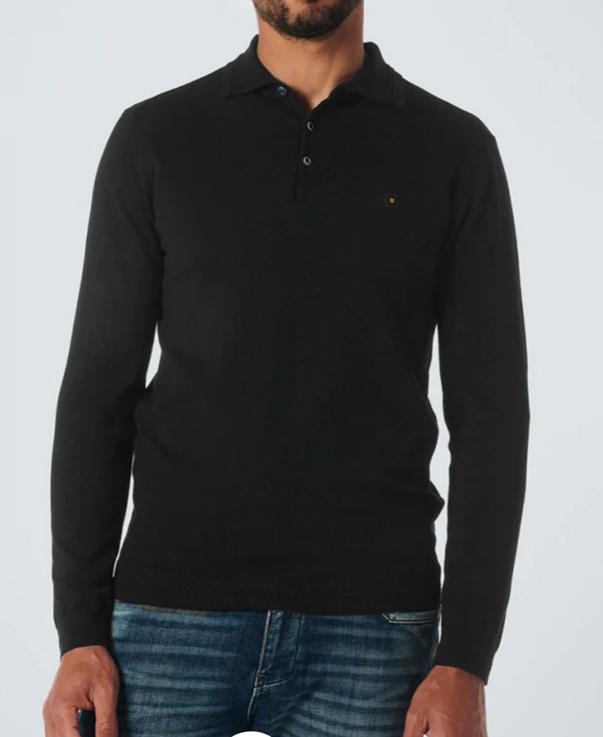 Bildschirmfoto-2023-09-01-um-10-59-00 NO EXCESS Langarm Pullover Polo in Schwarz