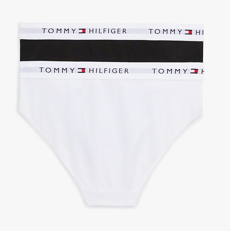 Tommy Hilfiger 2er-Pack Signature Slips mit Logo-Taillenbund in Navy & Weiß Tommy Hilfiger 2er-Pack Signature Slips mit Logo-Taillenbund in Navy & Weiß
