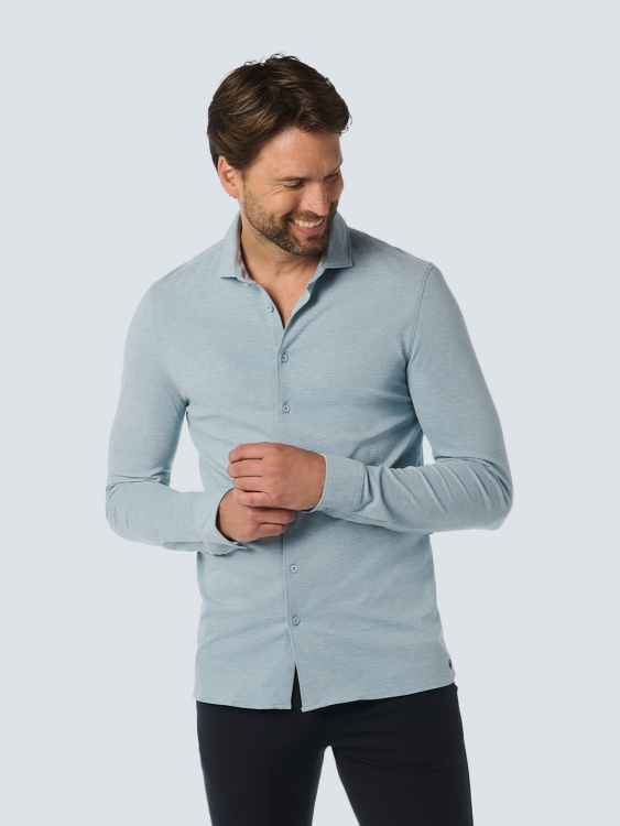 No Excess Jersey Melange Hemd mit Stretch - Cloud/Hellblau