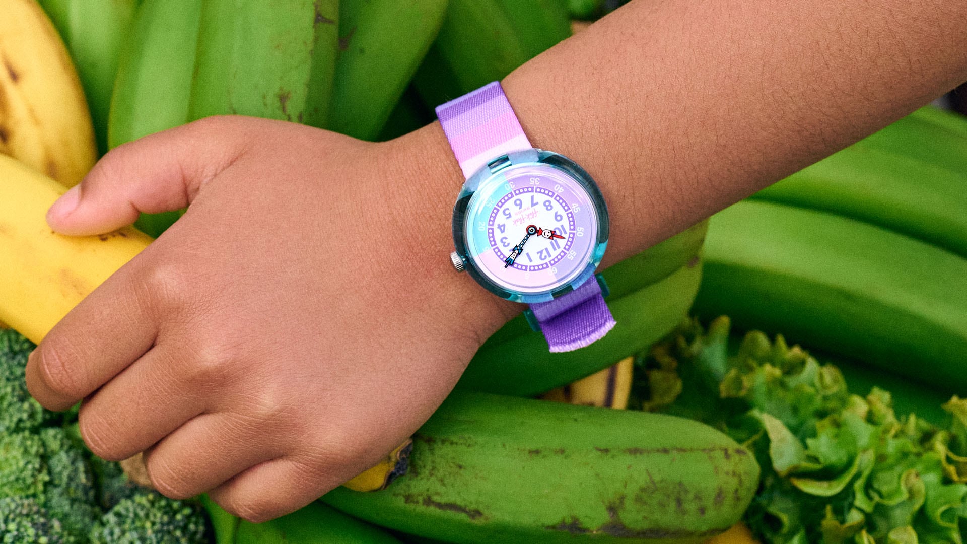 Flik Flak Uhr Kinderuhr - Stripy Purple - Lila und Rosa Streifen