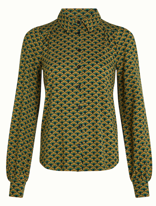 King Louie Carina Jersey Bluse Frio Retro Muster