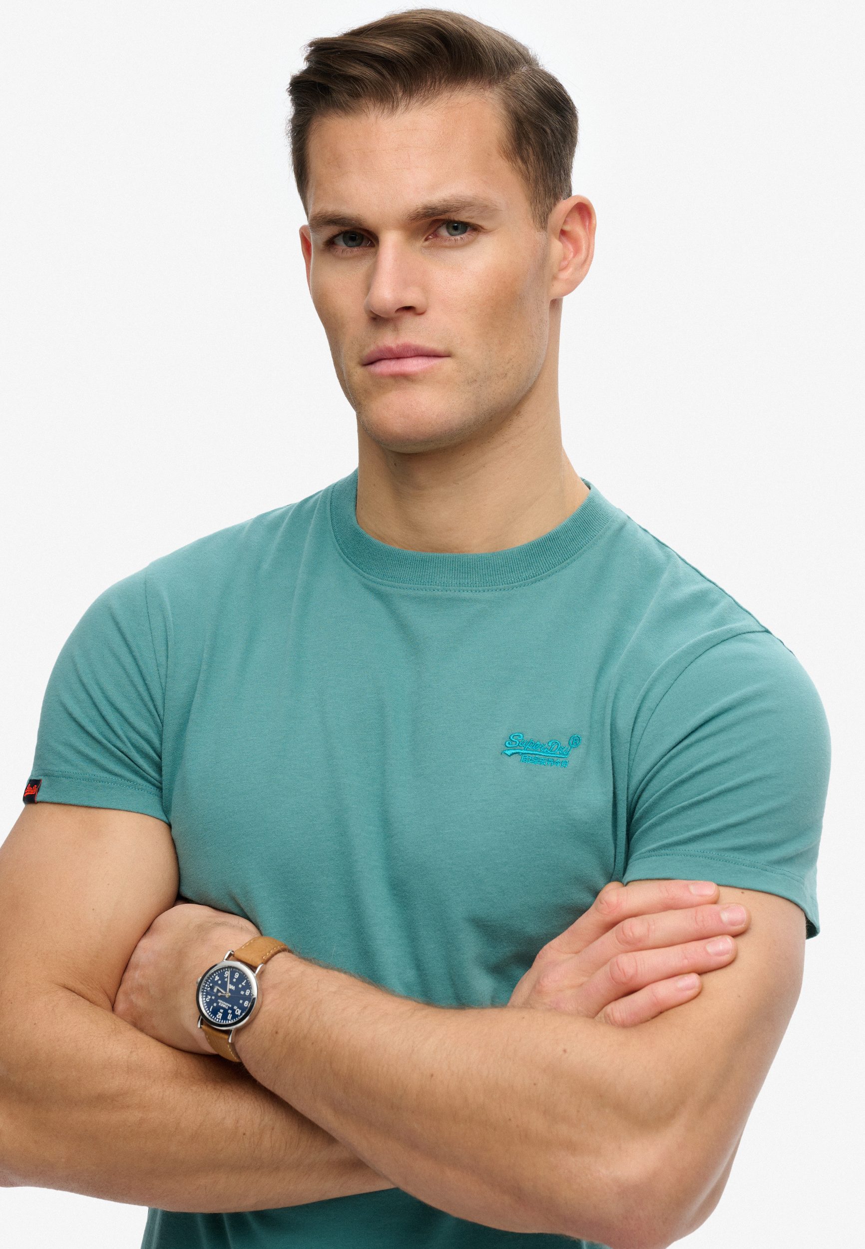 Superdry Herren T-Shirt mit Rundhals mit Vintage Logo - Teal 
