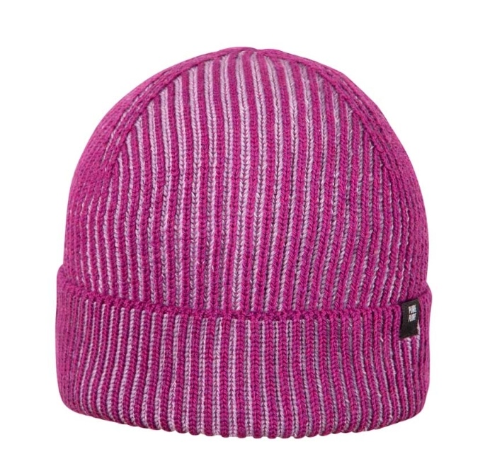 PURE PURE Kids Wolle Seide Rippstrick Beanie Mütze SILK in Purple Wine 