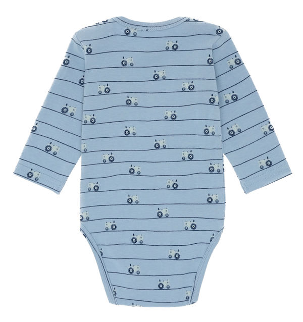 Hust & Claire Langarm Body in Hellblau mit Traktoren 