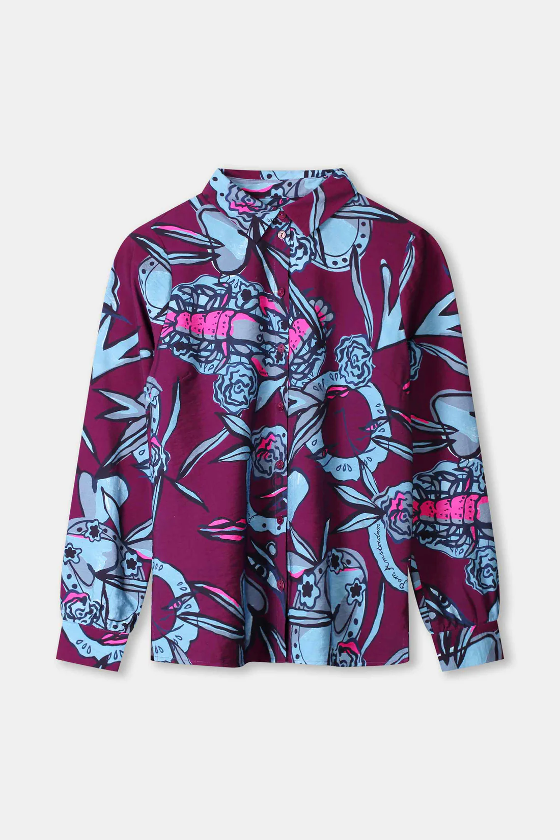 POM Amsterdam Bluse Mila Mystic Dinner in Plum Pink & Dusty Blau