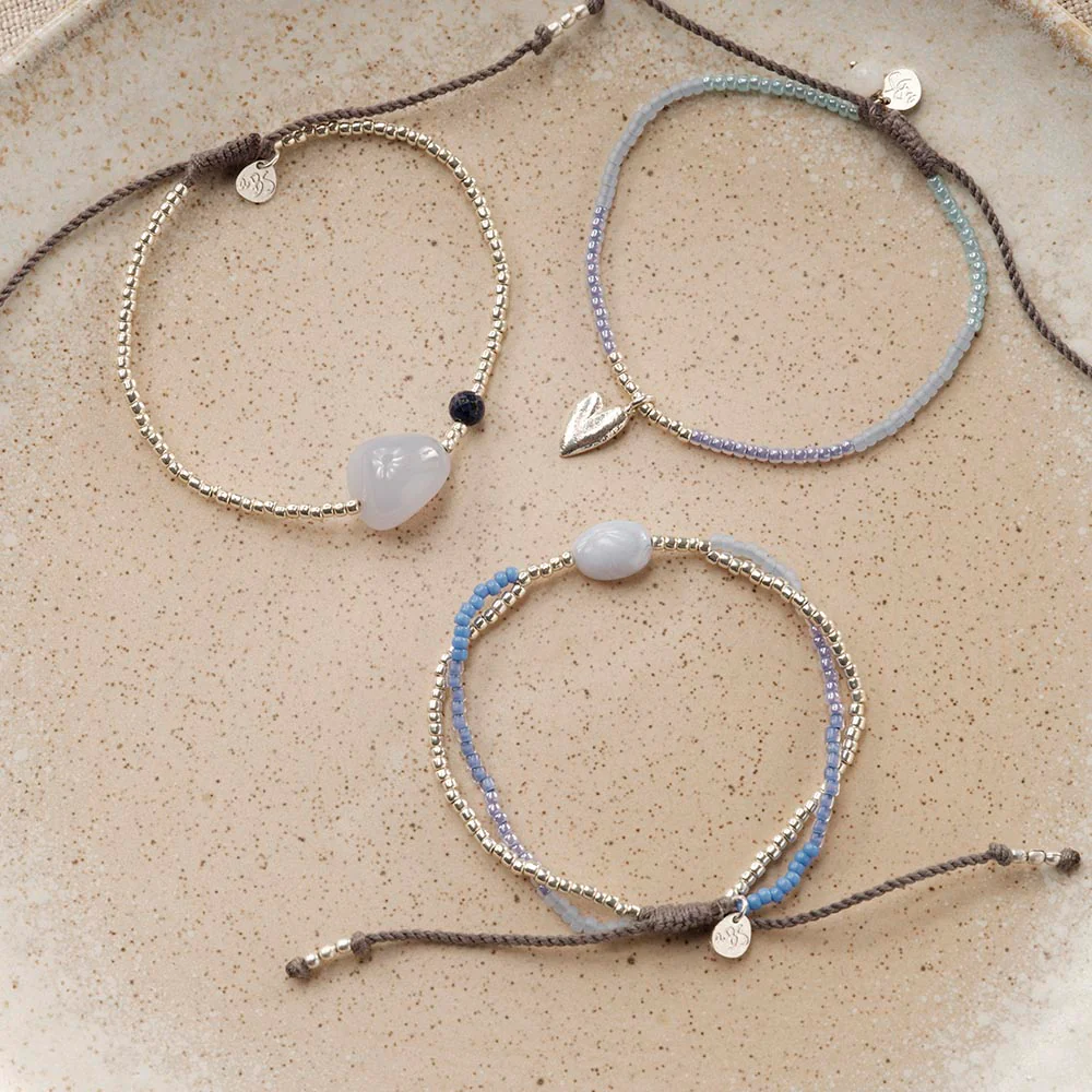 A Beautiful Story Shining Spitzenachat - Blue Lace Agate - Armband