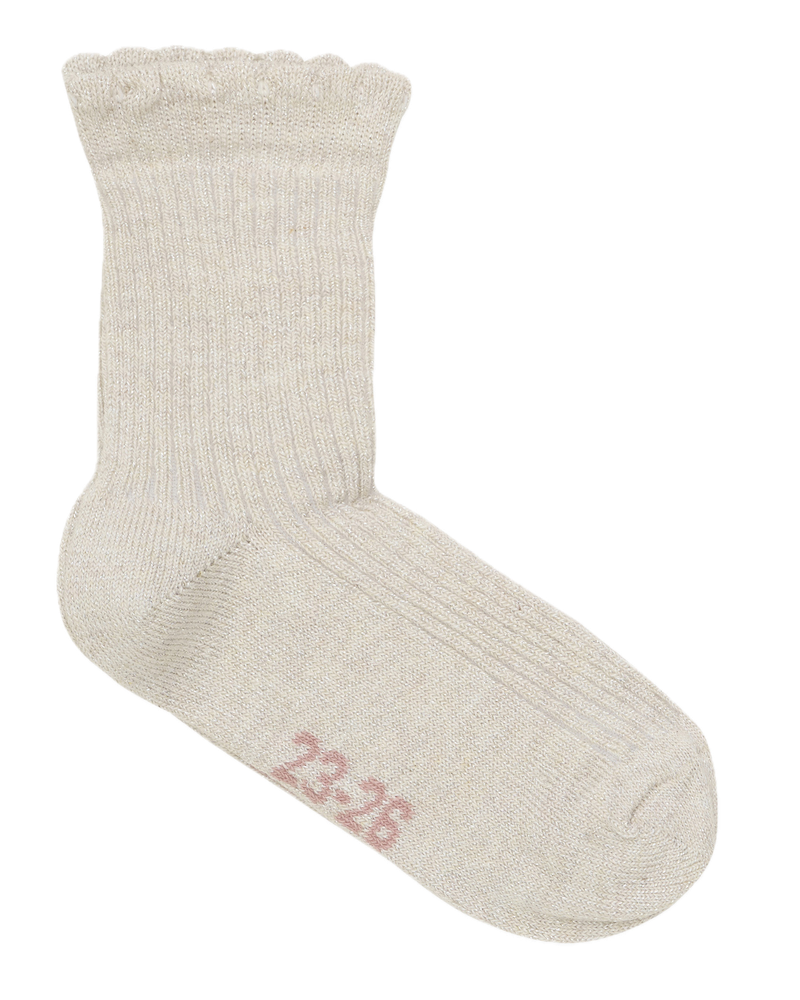 Minymo 2-er Pack Socken mit Lettuce Hem - Glitzersocken Ash Rose & Creme Glitzer Minymo 2-er Pack Socken mit Lettuce Hem - Glitzersocken Ash Rose & Creme Glitzer