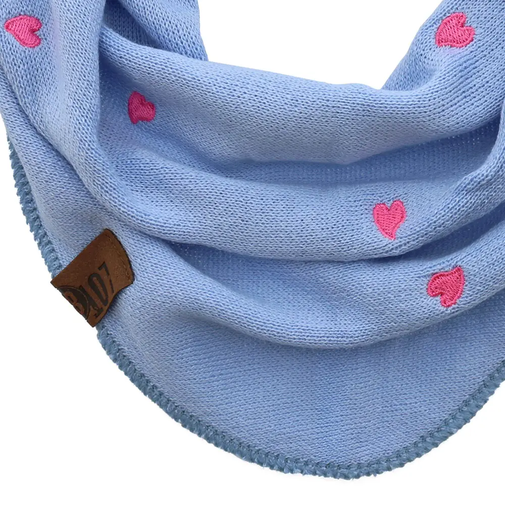 LOT83 Mini-Schal 12 Hellblau mit Pink Herzen Allover